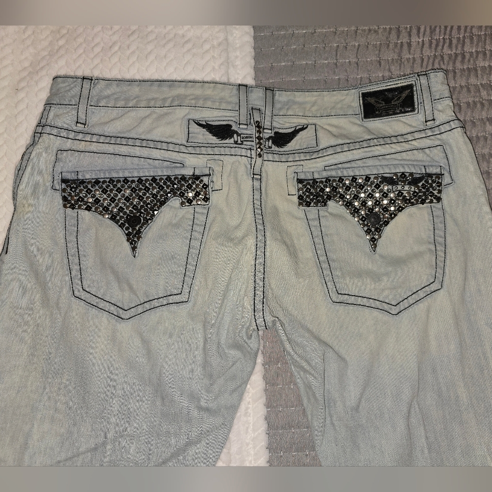 ⭐️Sz42 Robin's Jean Embellished With Black Crystal Accents Unisex